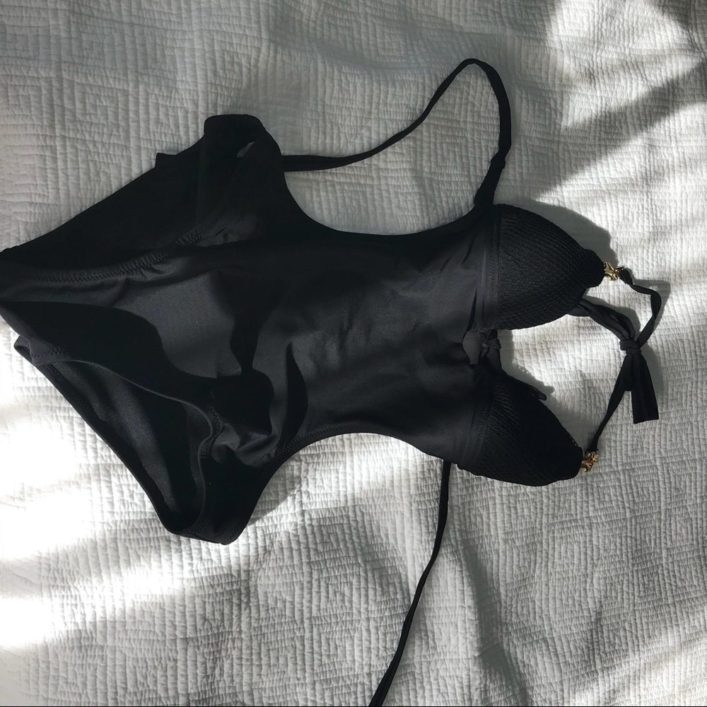 Black one piece cut out swim
